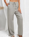 Drawstring Elastic Waist Pants with Pockets