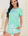 Tie-Dye Round Neck Short Sleeve Top and Shorts Lounge Set