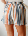 Striped Elastic Waist Shorts