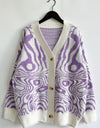 Abstract Pattern Button Down Cardigan