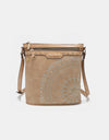 Nicole Lee USA Metallic Stitching Embroidery Inlaid Rhinestone Crossbody Bag