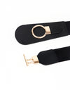 PU Elastic Wide Belt with Alloy Buckle