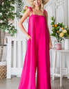 Veveret Pocketed Spaghetti Strap Wide Leg Jumpsuit