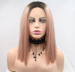 13*3" Lace Front Wigs Synthetic Mid-length Straight 12" 130% Density
