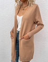 Open Front Long Sleeve Cardigan with Pockets