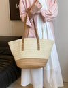 Contrast Straw Braided Handbag