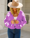 Floral Open Front Fuzzy Cardigan