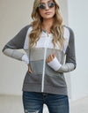 Zip-Up Raglan Sleeve Openwork Hooded Cardigan