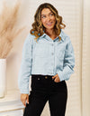 Distressed Fringe Trim Denim Jacket