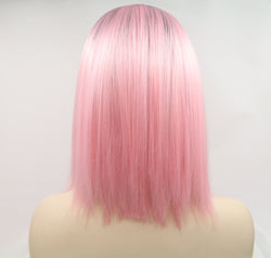 13*3" Lace Front Wigs Synthetic Mid-length Straight 12" 130% Density