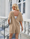 Lovelet Backless Pocketed Round Neck Half Sleeve Romper